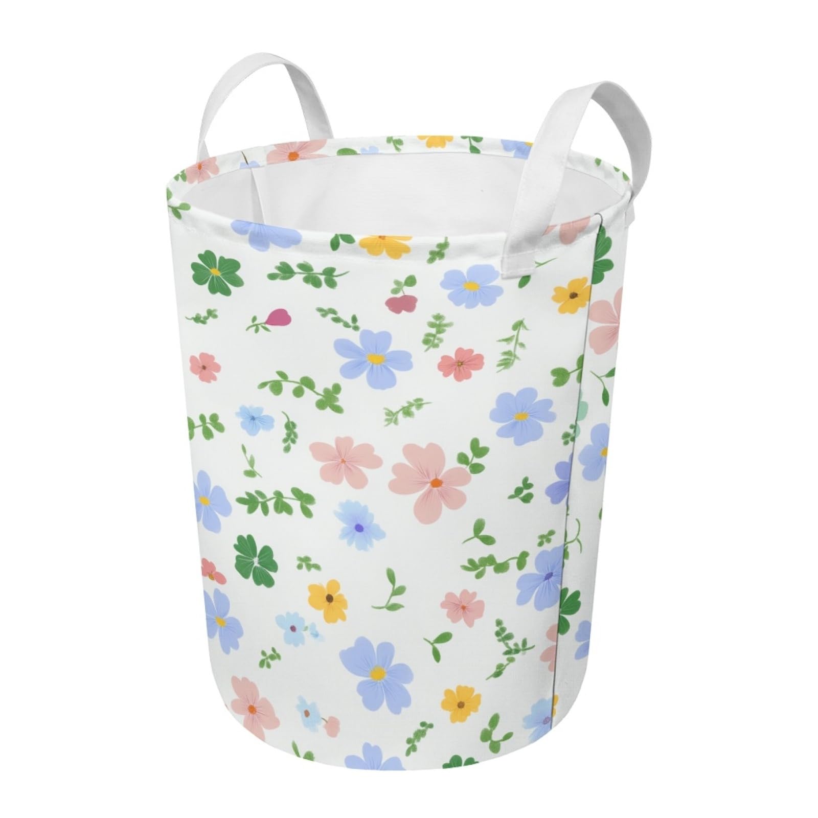 Flores púrpuras pequeñascesto ropa sucia pequeño