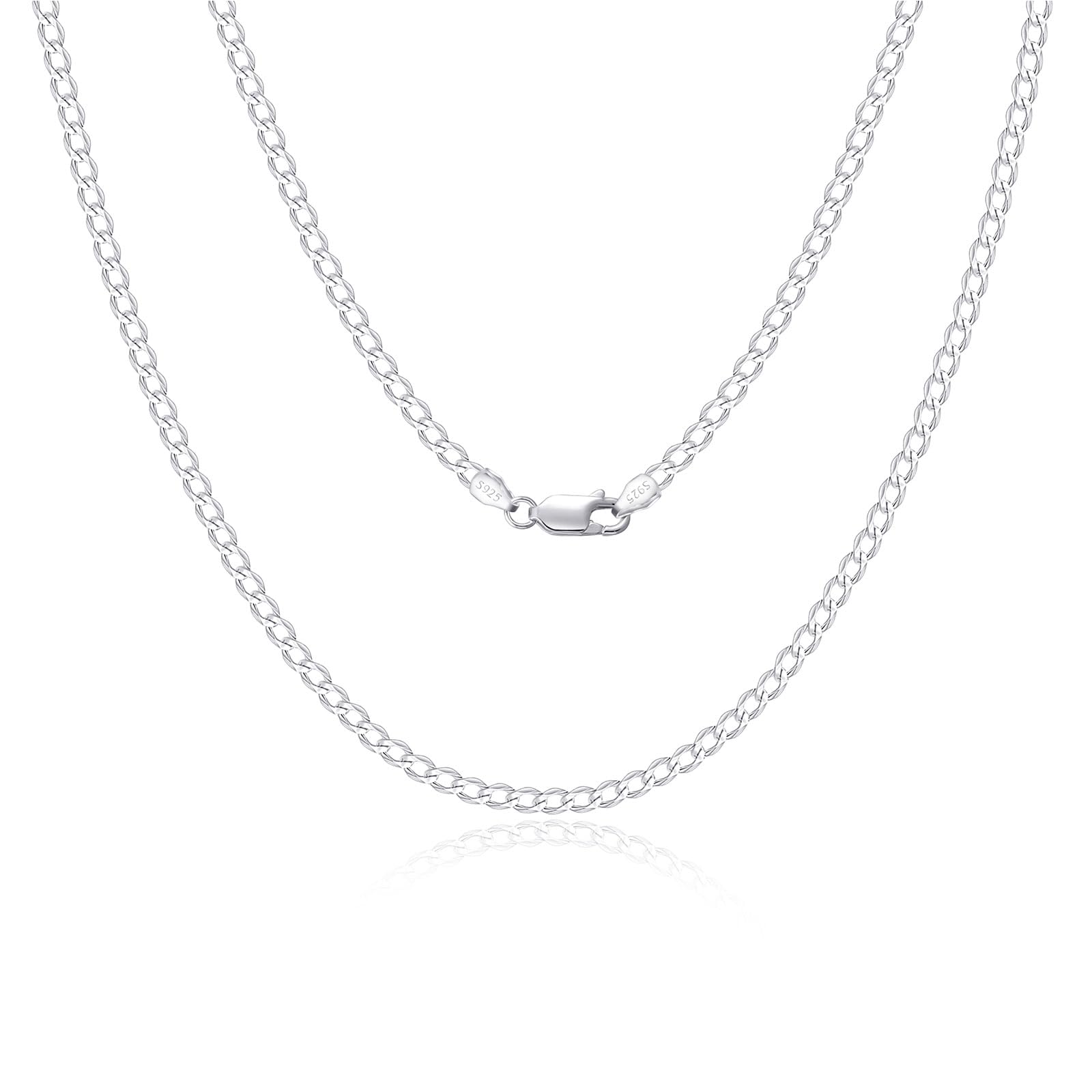 925 Sterling Silber Panzerkette Echt Silberkette für Herren Damen 2/3/4mm Breite Dünn Superflache Mehrreihige Kette Hochwertige klassische Halsketten für den Alltag 45–65 cm