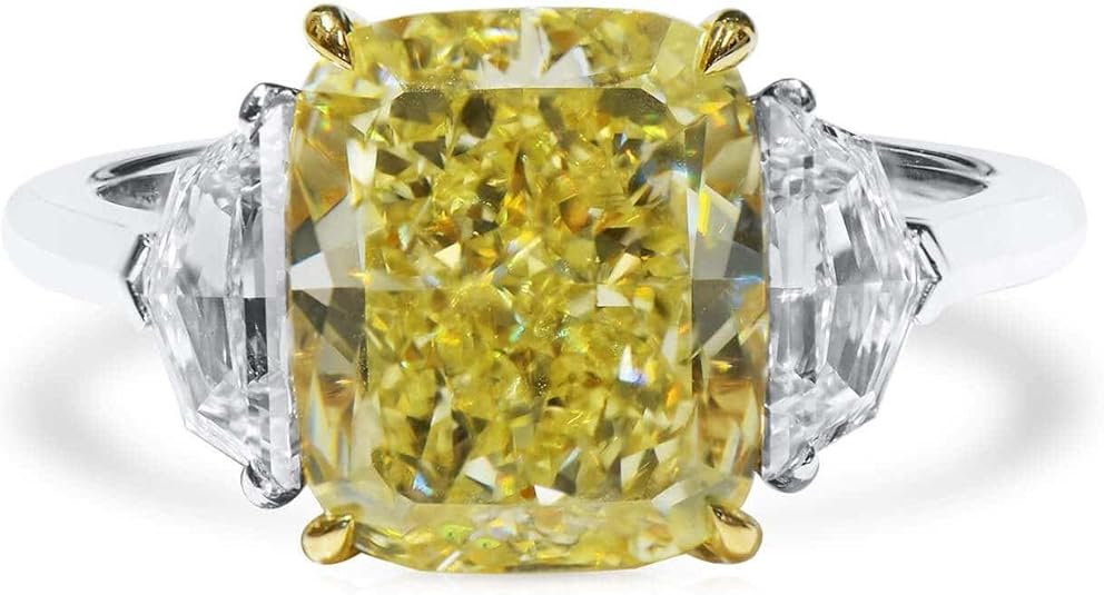 Natural Real Rare Fancy Light Yellow Diamond Cocktail Ring 5.95 Carat Clarity VS2 Cushion Shape GIA Certified Crafted in 18k White Gold Elegant Fine Jewelry Gift For Her Jewelry For Women Classic