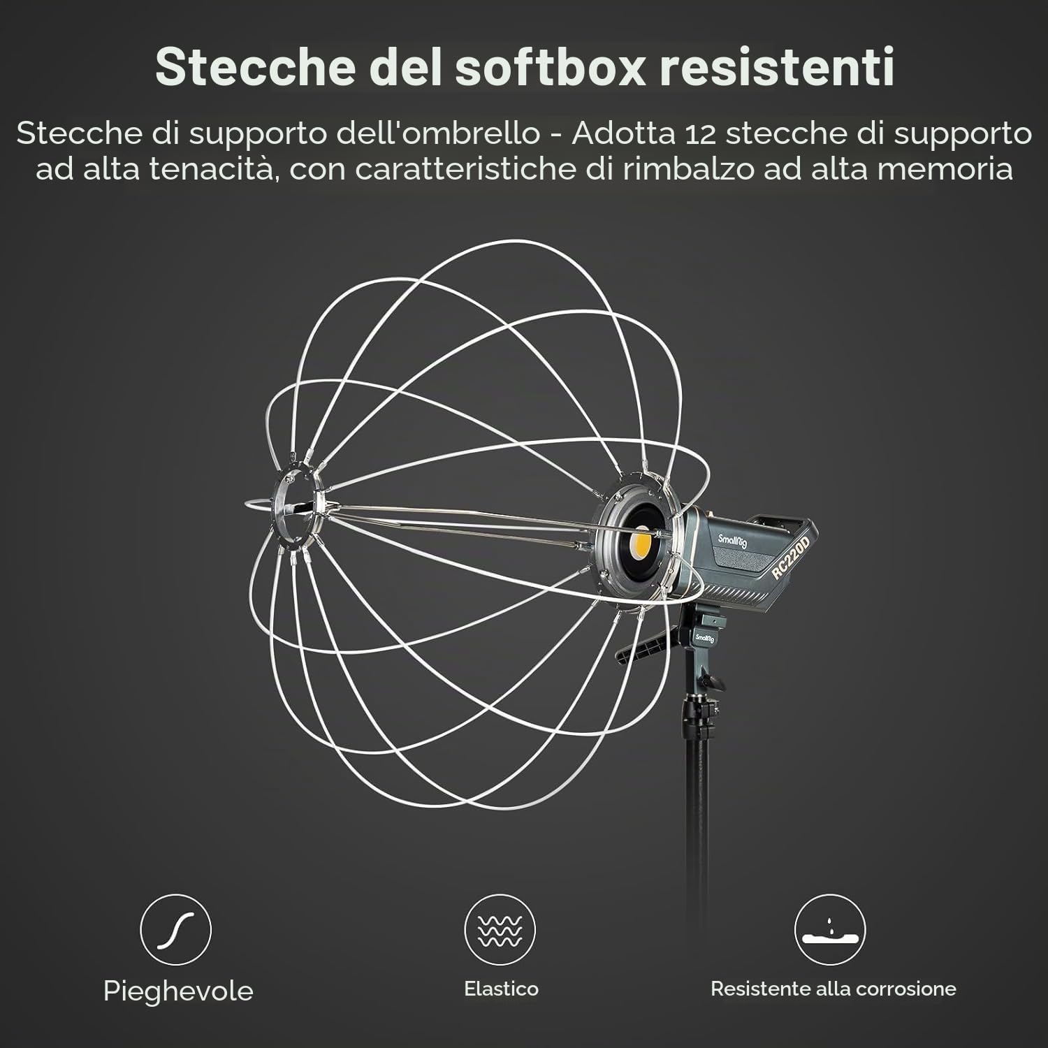 SMALLRIG Lanterna Softbox Modificatore di Luce Soffusa con Porte in Tessuto, 65 cm Compatibile con SMALLRIG Video Light 120B, 120D, 220B, 220D e Altre Luci Bowens Mount - 3754