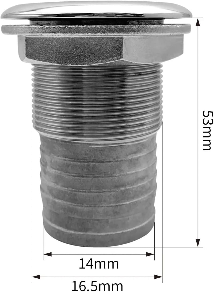 316 Stainless Steel Through Hull Fitting Hose Marine Floor Drain Boat Drain Outlet for Yachts Boats Ships Scuppers for Boats