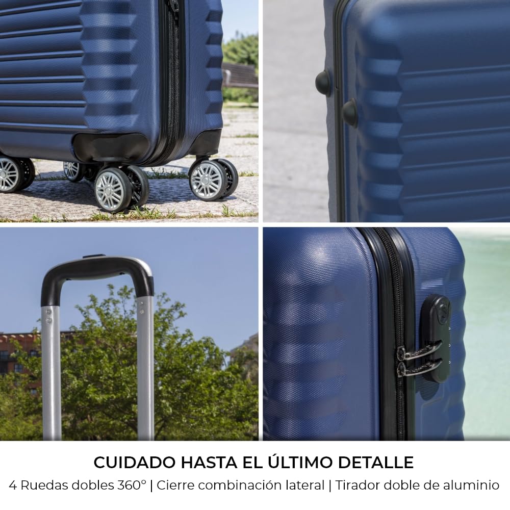 NUMADA - Maleta de Viaje Upfly ABS con Cierre de Combinación y 4 Ruedas Dobles 360. Maleta Rígida Resistente, Ligera con Interior Compartimentado