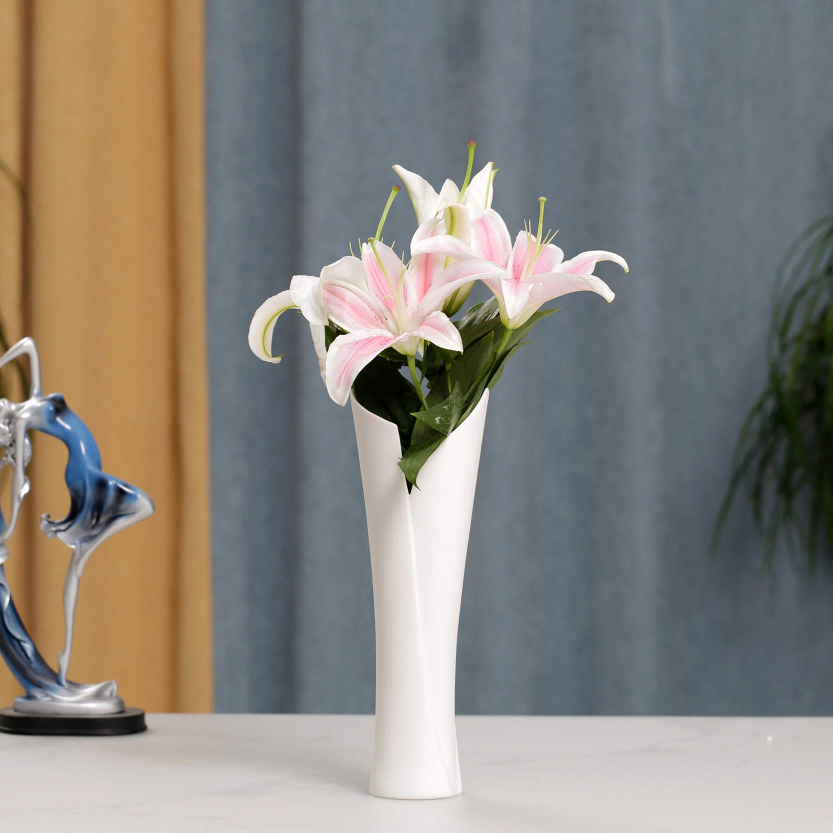 Vaso In Ceramica Bianco Minimalista – 12x14,5x7,5 Cm – Moderno Per Fiori, Piante, Pennelli O Scrivania - 4