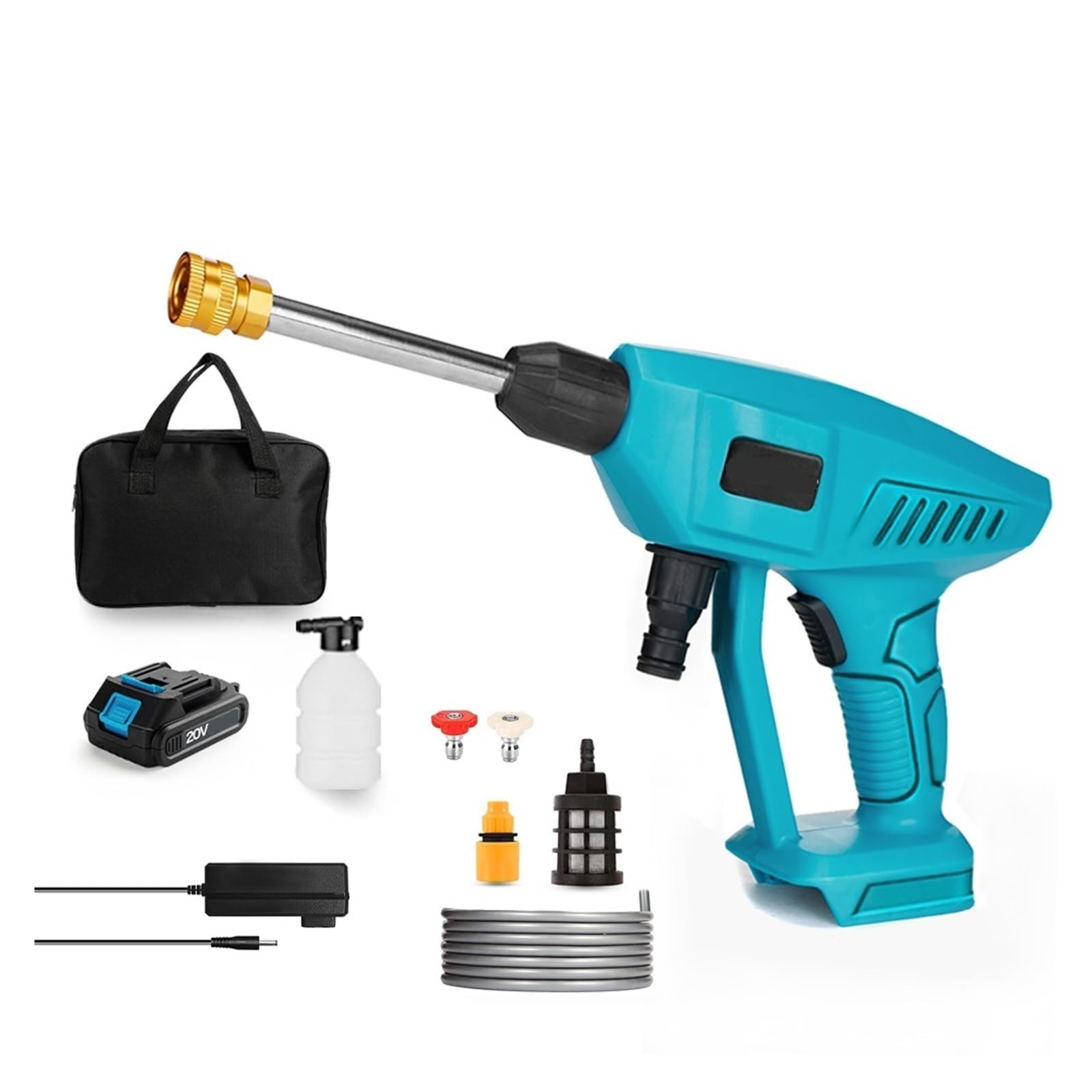 Myjka CiśNieniowa Bezprzewodowy Wysokociśnieniowy Mini Pralka Akumulatorowy Pistolet Na Wodę W Sprayu Pralka Samochodowa Do Akumulatora 18 V(One Small Battery)