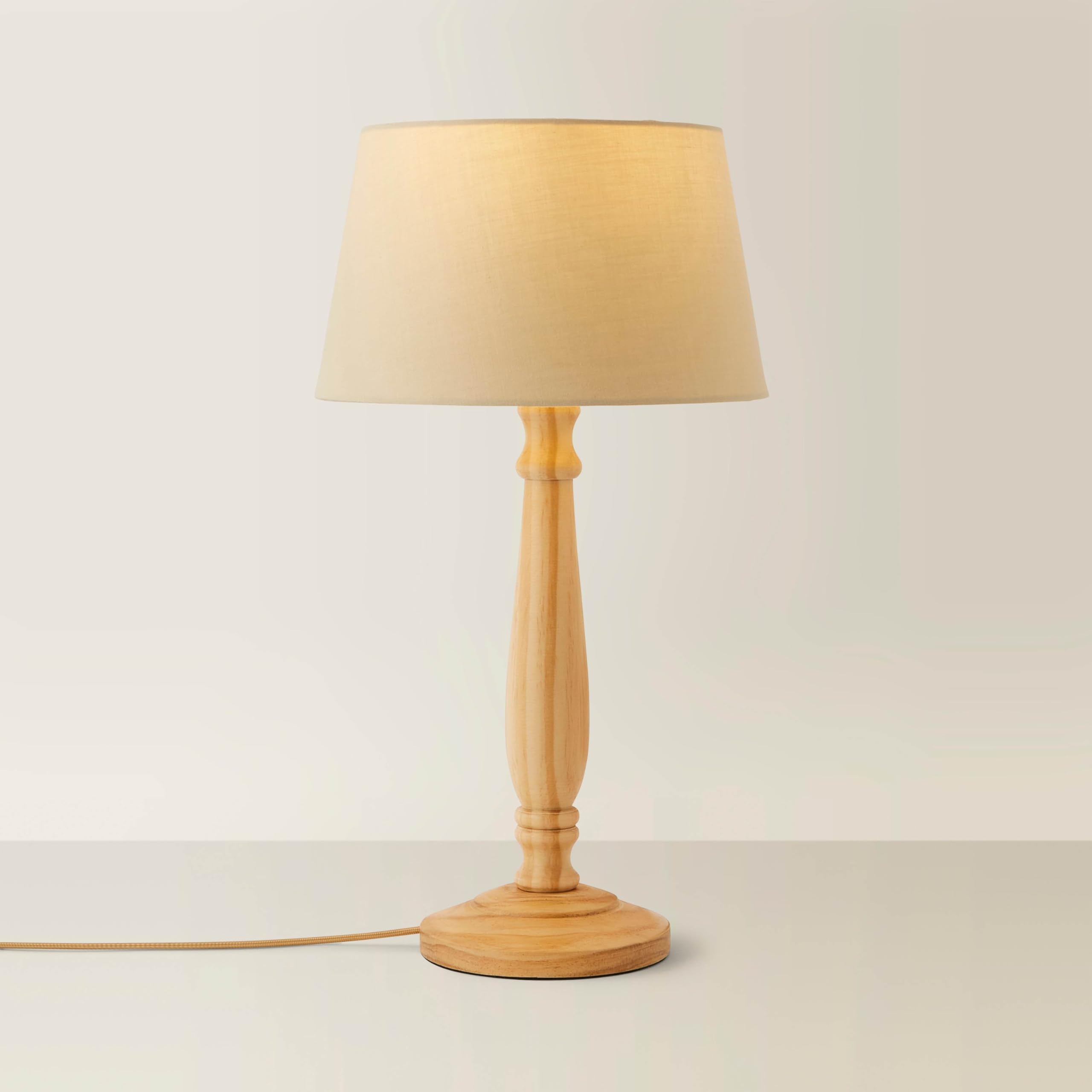 ValueLights | Traditional Light Wood Candlestick Table Lamp with Beige Tapered Shade for Living Room Bedroom | Table Lamps, Home Décor & Improvement Essential