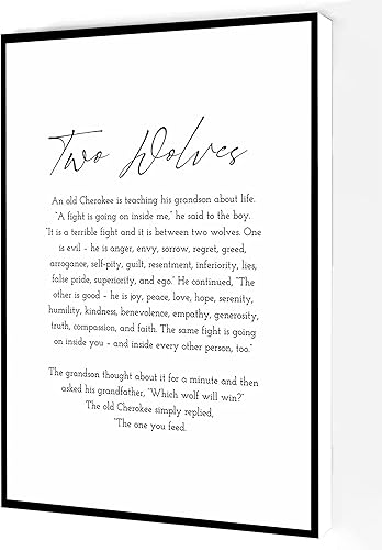 Impresión de The Tale Of Two Wolves, historia nativa americana, leyenda india Cherokee, arte de pared, pintura moderna para sala de estar, oficina,