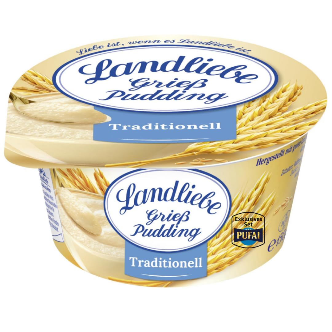 PUFAI Bundle –Landliebe Grießpudding Traditionell 150 g, 8er Pack | Klassische Rezeptur & Cremige Konsistenz