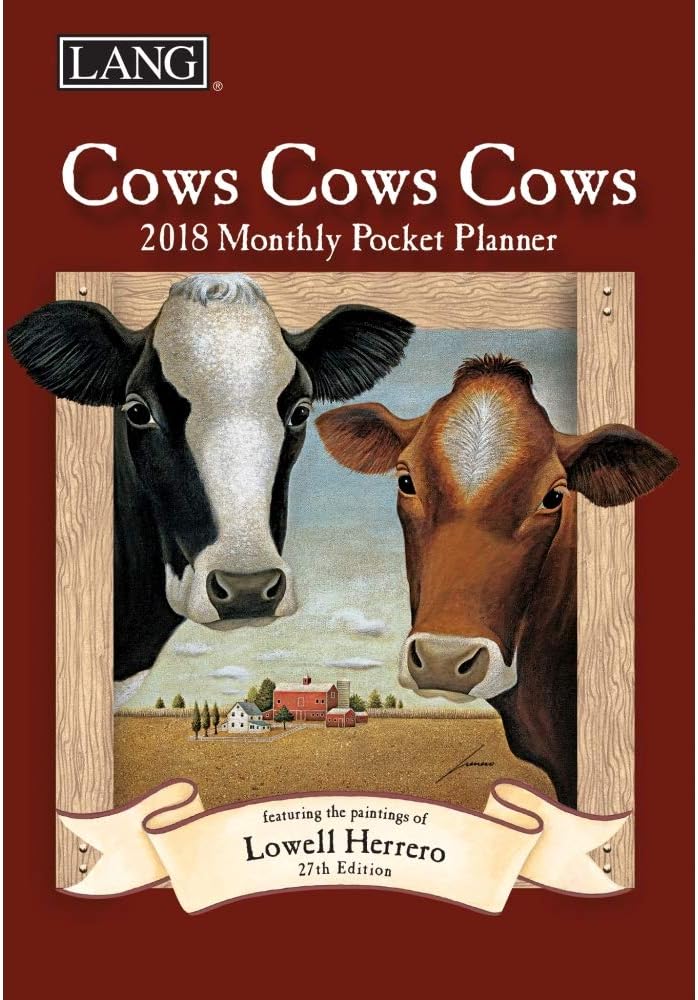 LANG - 2018 Monthly Pocket Planner - "Cows Cows Cows" - Artwork By Lowell Herrero - 13 Month - January to January - Portable 4.5" x 6.5"