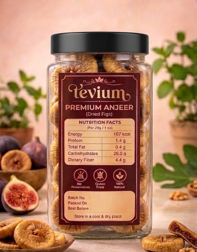 Image of Tevium Afghani Anjeer 1KG Premium Dried Figs | Natural Dry Fruits Rich in Fiber, Calcium & Iron | Soft & Sweet Dry Figs for Eating, Milk, Sweets, Desserts & Healthy Snacking | High Energy Dry Fruit (1kg)
