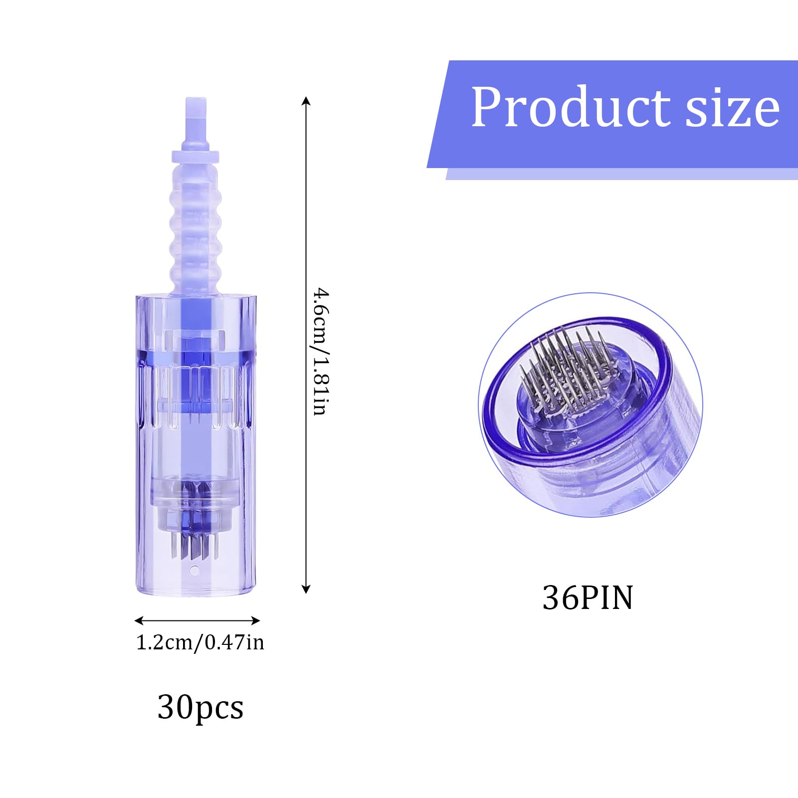 30 Pezzi Aghi Di Ricambio 36pin Dermapen Microneedling Confezionata Singolarmente Micro Aghi Dermapen Per Auto Electric Deep Microaghi Derma Pen Adatta alla Baionetta Penna Micro-ago