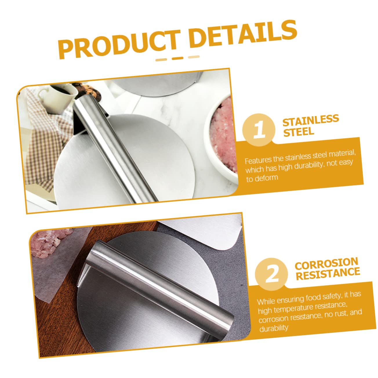 COLLBATH Burgerpresse Aus Edelstahl Steak-presswerkzeug Küche Fleischpresse Mit Ergonomischem Griff Küchengerät Für Einfache Handhabung