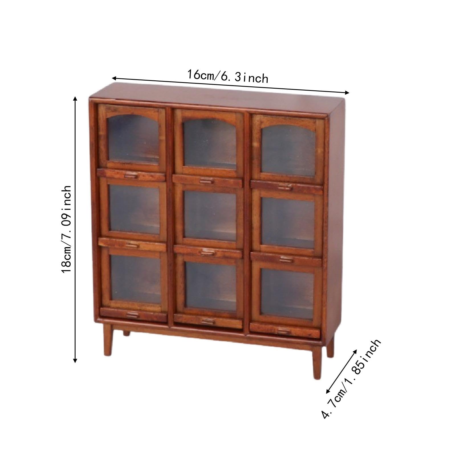 Estante para Casa de Muñecas Que Incluye Vitrina en Miniatura, Organizador de Accesorios de Madera para Casa de Muñecas, Decoración Hecha a Mano, Madera Oscura