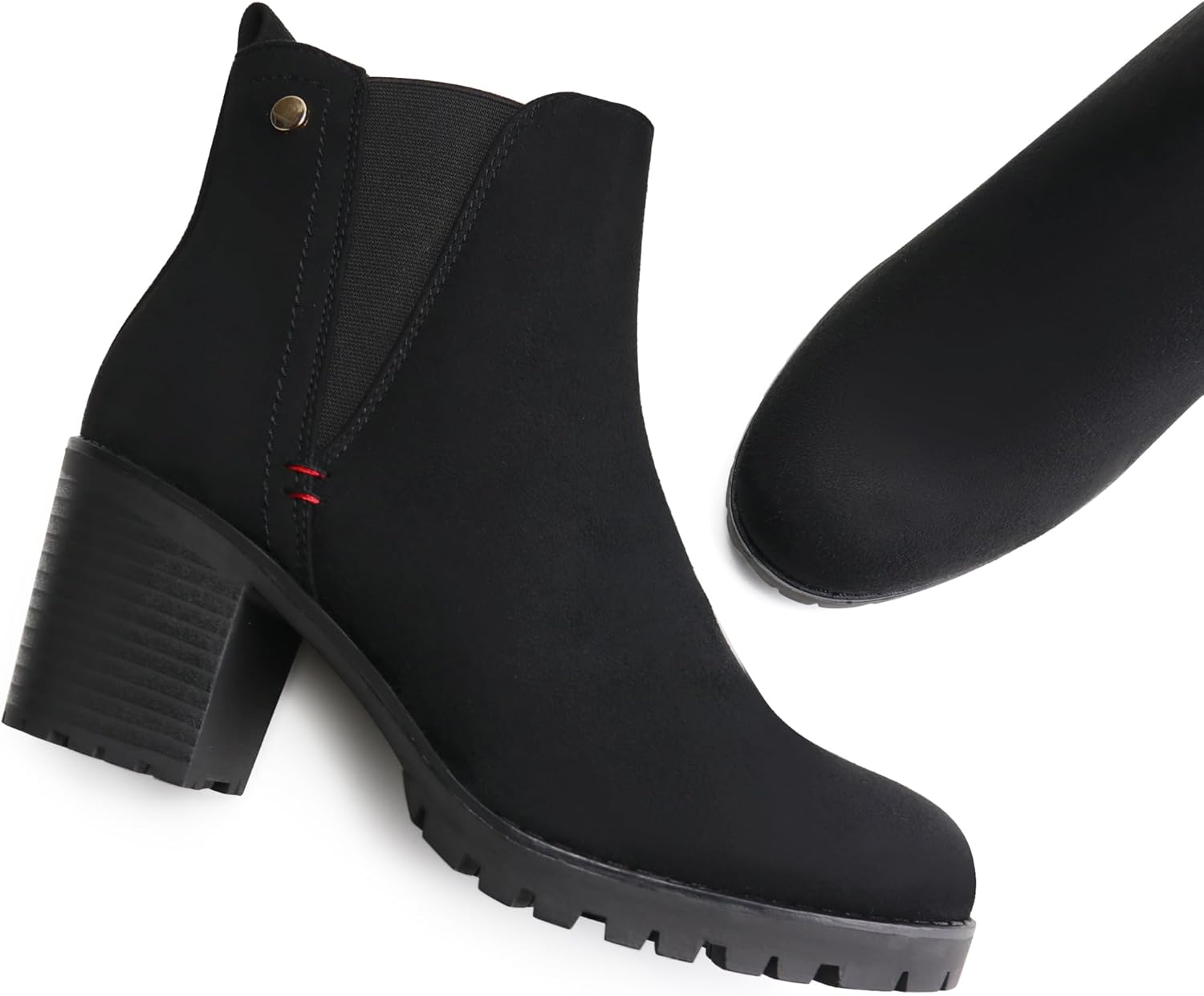 JABASIC Women Casual Ankle Booties Block Heel Slip On Chelsea Boots - Image 6