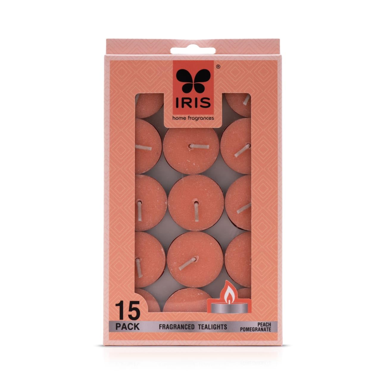 Iris Fragranced Tealight Candles | Peach Pomegranate | 9g Each | Pack of 2| 2-Hour Burn Time | Non-Toxic Wax | IFRA Certified | Fruity Floral Scent