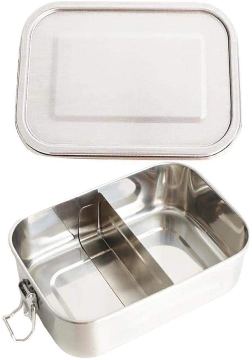 Pudełko śniadaniowe ze stali nierdzewnej, szczelne, metalowe, o pojemności 1200 ml, z klipsem blokującym, wyjmowaną przegrodą, która może pomieścić dzieci i dorosłych, dzieci dorosłych (B)