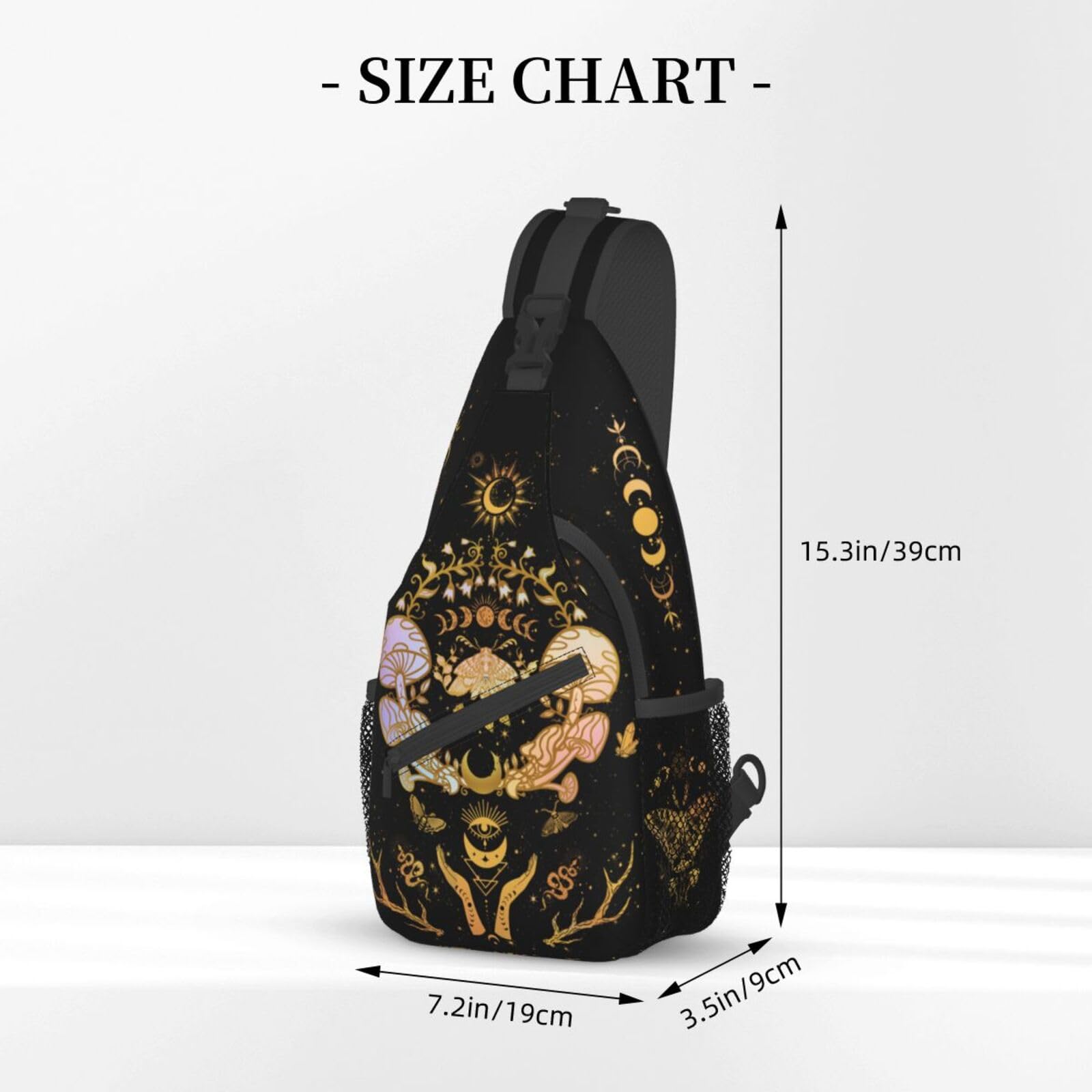 Moth Moon Crossbody Bags, Witchy Travel Crossbody Bags for Women, Sun Moon Sling Bag Hippie Mushroom Gothic Witch Gifts