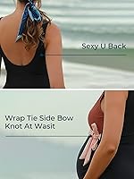 Vista 4 de Summer Mae Traje de baño de maternidad de una pieza con lazo frontal, cuello en V, traje de baño de corte alto