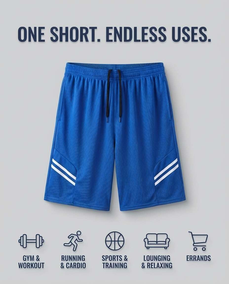 Real Essentials 5 Pack: Men’s 9" Mesh Shorts – Athletic Gym, Workout, Basketball, Running, Casual Lounge Activewear Pockets - Image 5