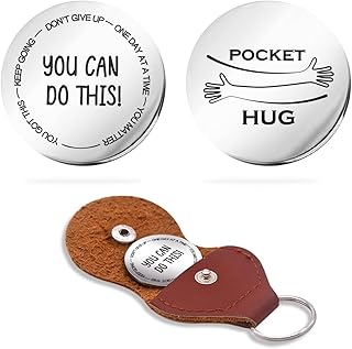 Inspirational Pocket Hug Token Gift, Long Distance Relationship Keepsake Stainless Steel Double Sided Pocket Hug Token Gift for Friends Boyfriend Girlfriend Daughter Son-You Can Do This