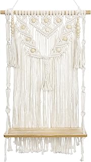 Briful Decoración para colgar en la pared de macramé, arte de pared bohemio moderno blanco para colgar, decoración neutra, 34.44 pulgadas, elegante macramé para colgar en la pared, decoración de