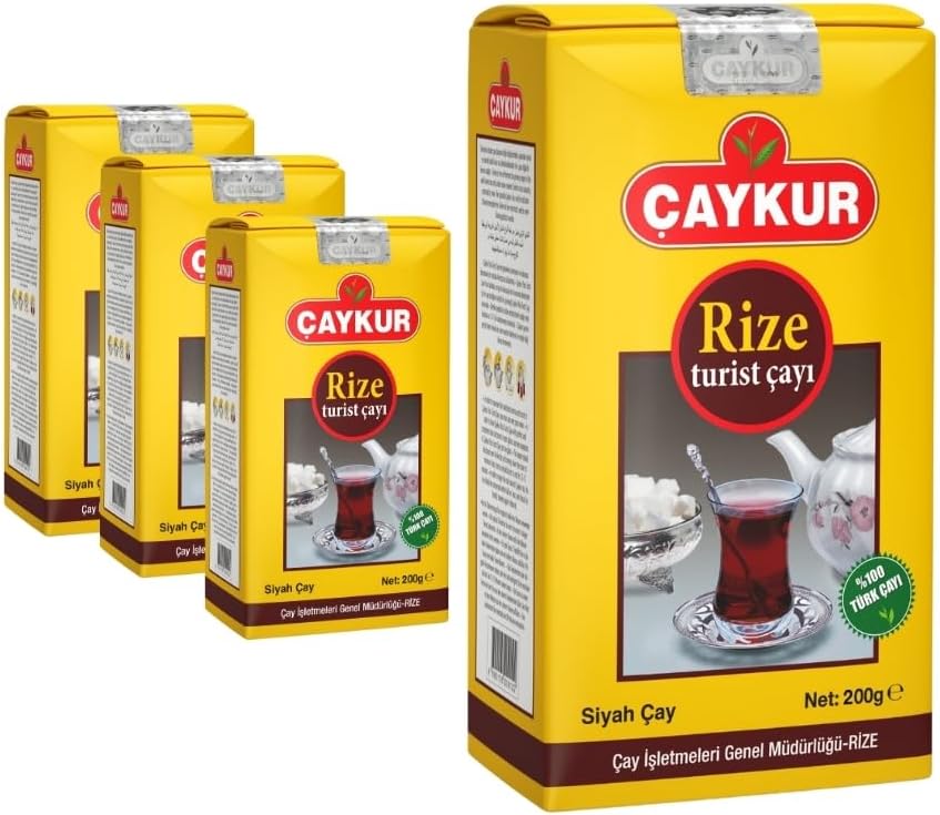 ÇAYKUR Rize Turist Black Tea, Authentic Turkish Loose Leaf Tea, Rich Aroma & Smooth Taste, Daily Rituals & Breakfast tea 200g / 4.4 Oz (Pack of 4)