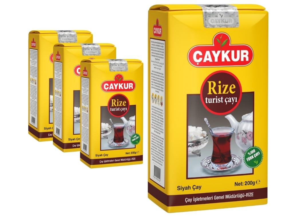 ÇAYKUR Rize Turist Black Tea, Authentic Turkish Loose Leaf Tea, Rich Aroma & Smooth Taste, Daily Rituals & Breakfast tea 200g / 4.4 Oz (Pack of 4)