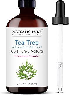 Majestic Pure Tea Tree Essential Oil 4oz - 100% Pure Natural Undiluted with Glass Dropper for Aromatherapy, Diffuser, Skin Care