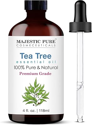 Majestic Pure Essential Oil with Glass Dropper - 100% Pure and Natural - Essential Oils for Diffuser, Aromatherapy, Soap and Candle Making, Tea Tree Essential Oil, Tea Tree Oil, 4 Fl Oz