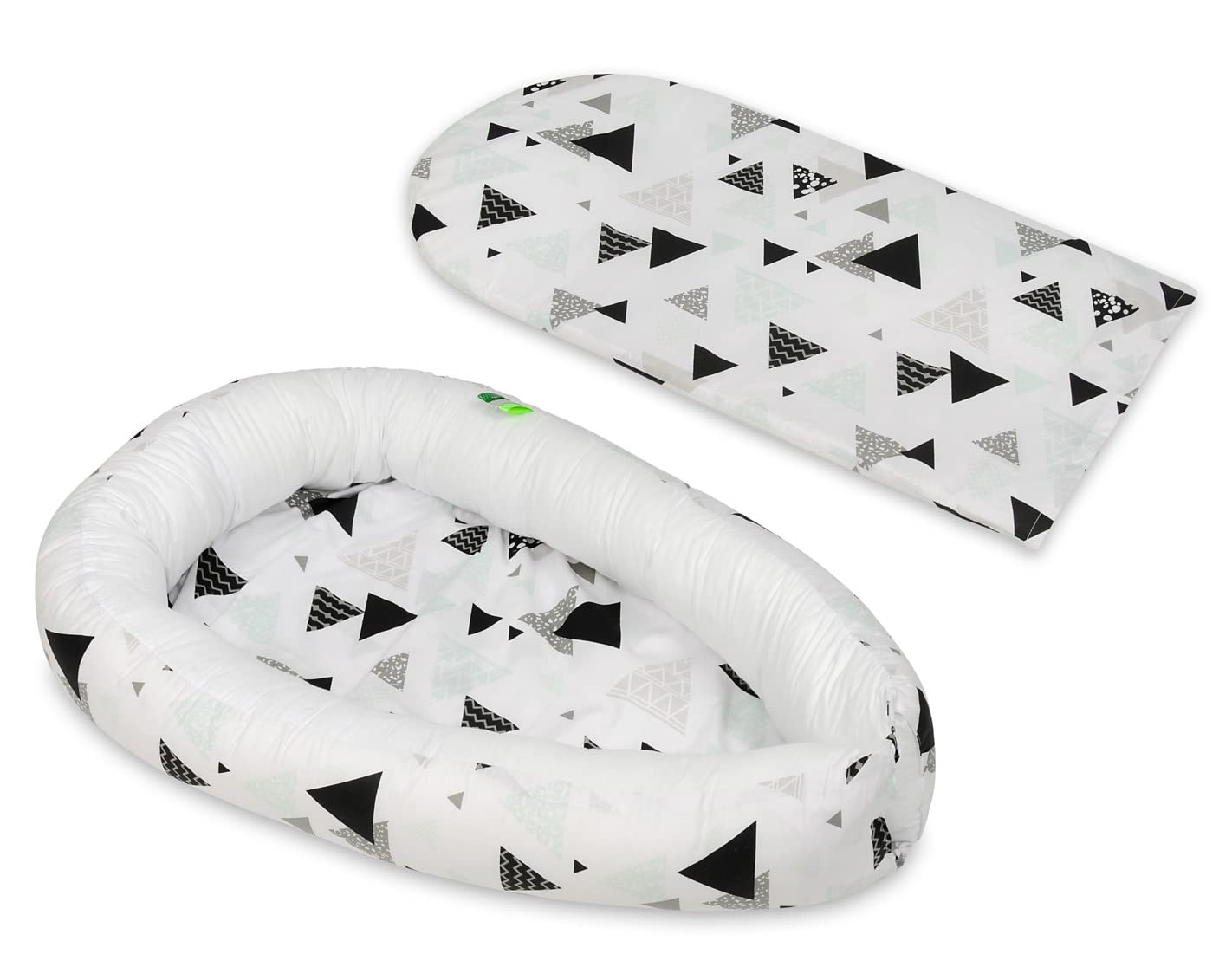 Velinda Cocon pour bébé, Gigoteuse, 100% Cotton (Dessin: Triangles Menthe – Blanc)