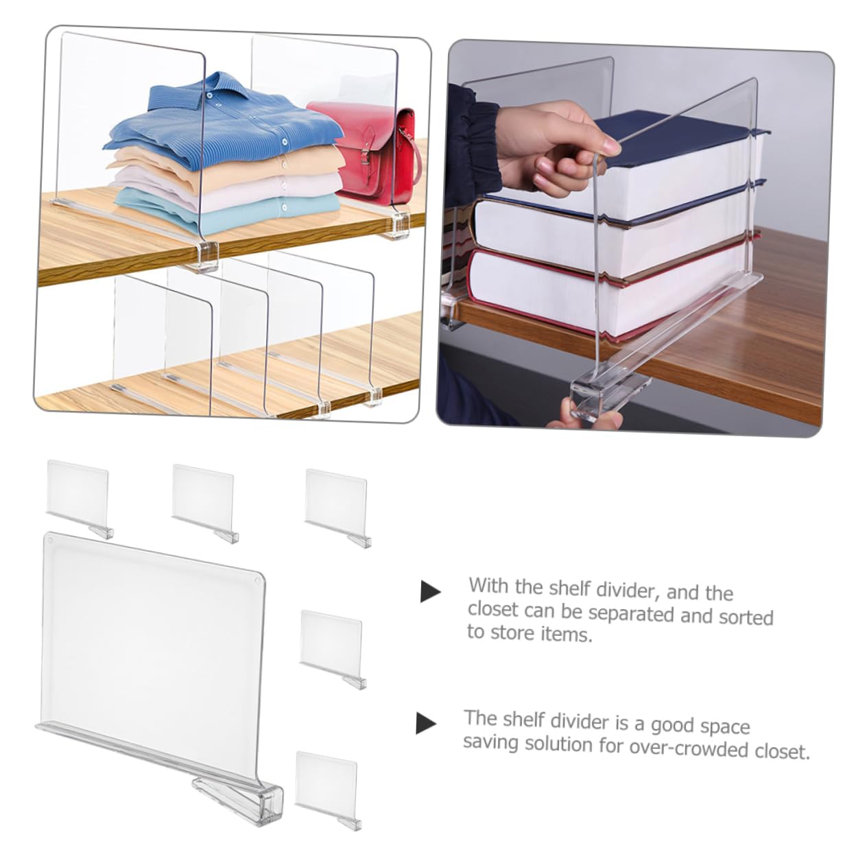 Zerodeko 6pièces Séparateurs De Rayonnage Transparent pour Rangement De Placard Cuisine Diviseurs Pratiques Et Réglables pour Optimiser Organisation des Étagères