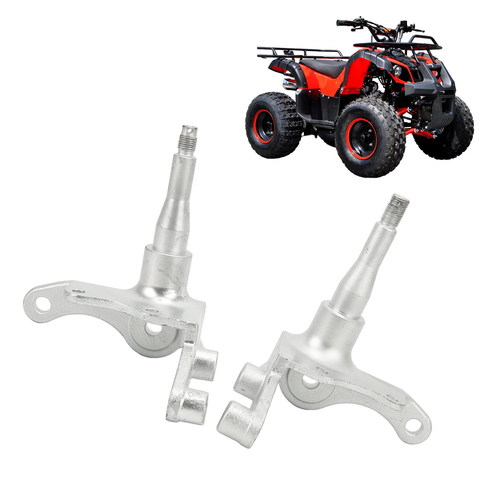 Cocoarm 14mm Zwrotnica Wrzeciono Stalowa Piasta Koła ze Stopu Zwrotnica Srebrna Zamiennik dla Gokartów o Pojemności od 50 Cm3 do 250 Cm3 Quad Atv Naprawa Przedniego Układu Kierowniczego