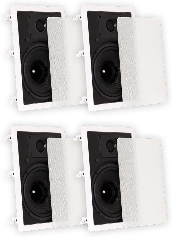 TS80W in Wall 8" Speakers Surround Sound Home Theater 2 Pair Pack
