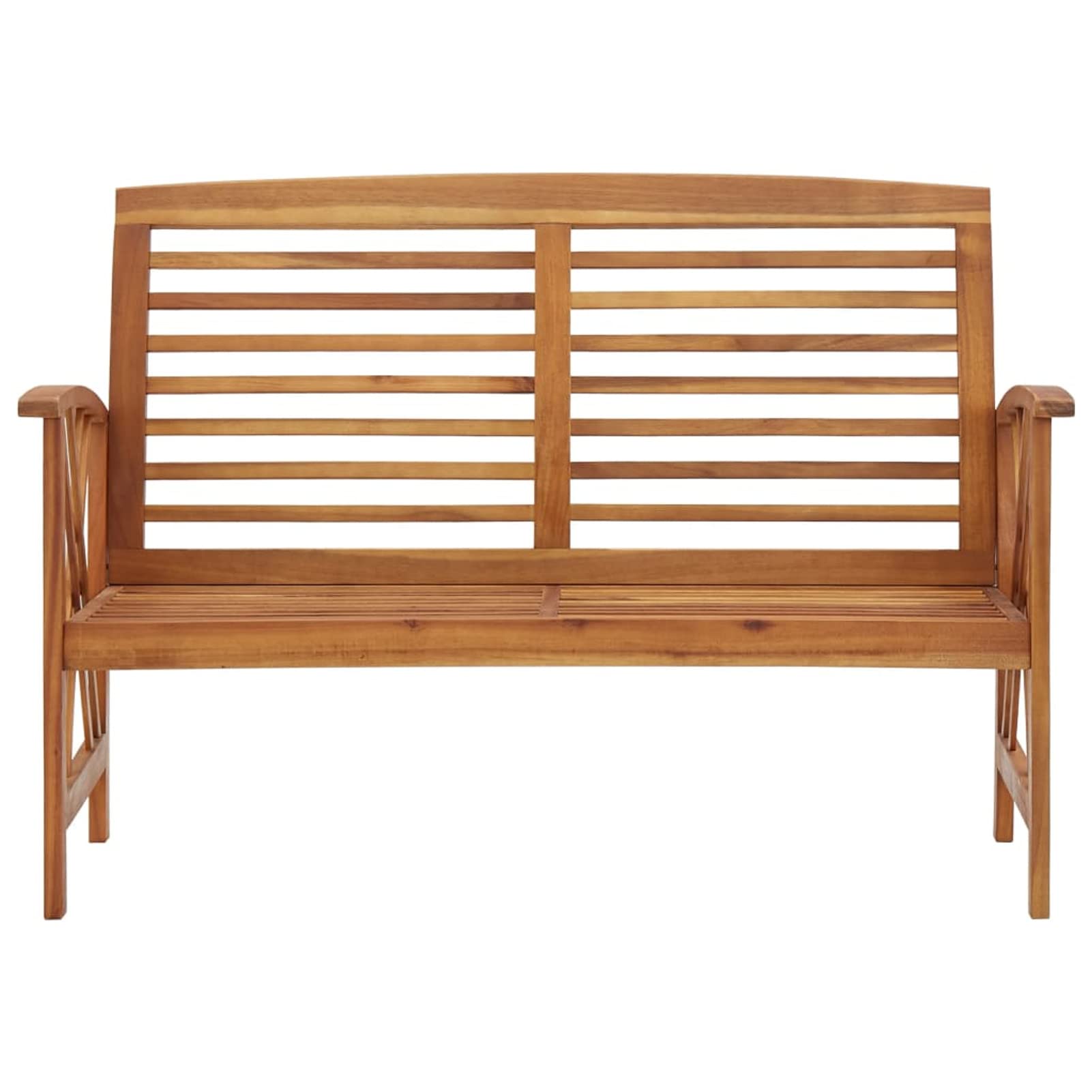 Homgoday Ławka ogrodowa, drewniana ławka do siedzenia, ławka balkonowa, tarasowa, ławka parkowa Bnak z oparciem, ławka do odpoczynku do ogrodu, na taras, balkon, 119 cm, lite drewno akacjowe