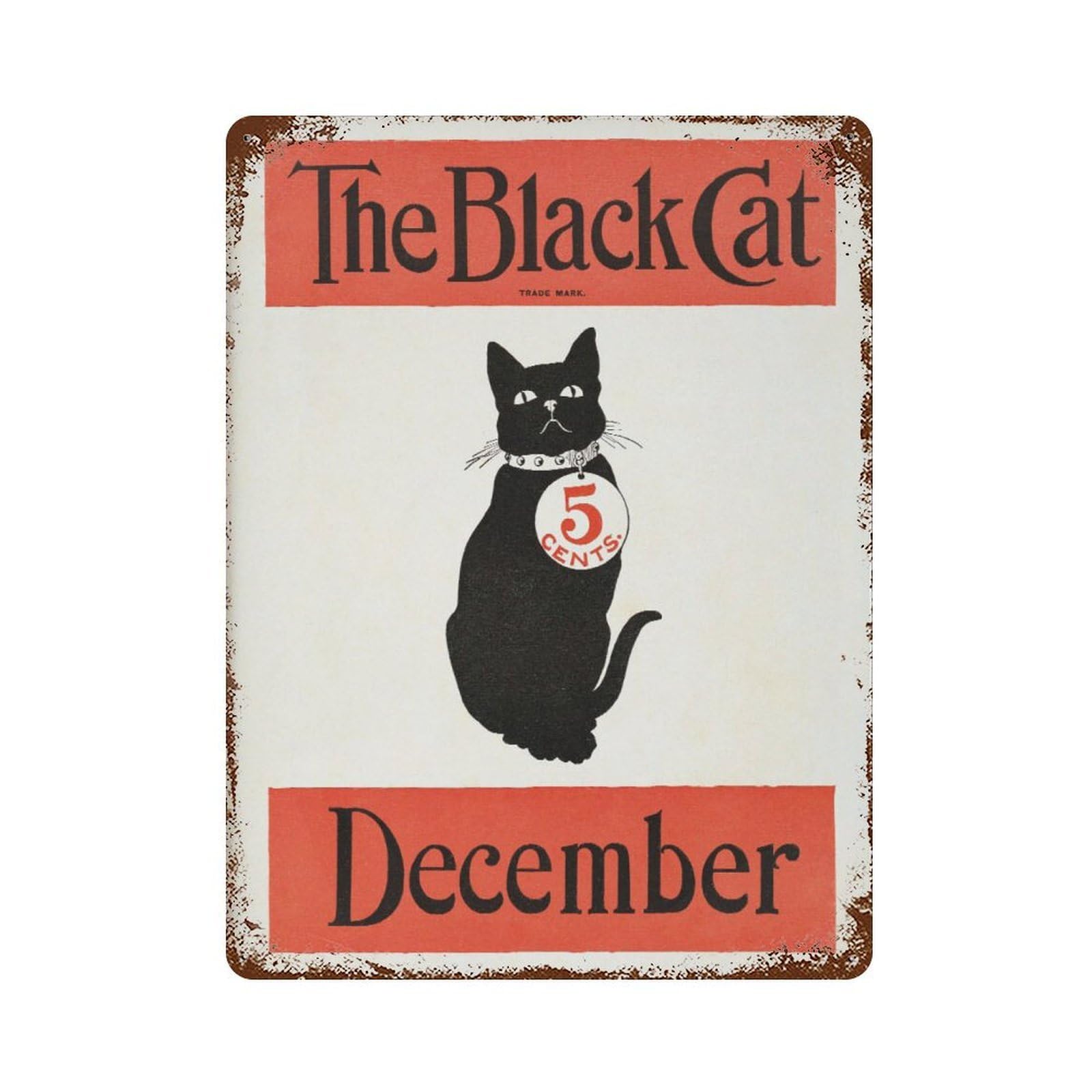 xiaoxiaoshen Vintage Black Cat Magazine Retro Feline Wall Decor Art Metal Tin Poster Modern Home Decor Art Home Bar Shop Decorations Vintage Sign 40x30cm