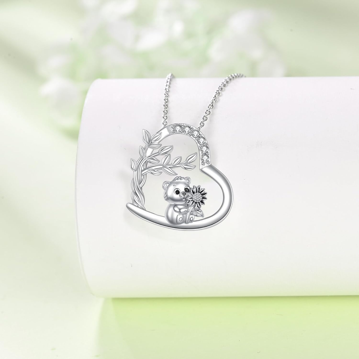 Heart Necklace for Women, Sterling Silver Tree of Life/Hummingbird/Deer/Highland Cow/Bear/Black Cat Pendant Necklace Jewelry Anniversary Birthday Gift, 20" - Image 3