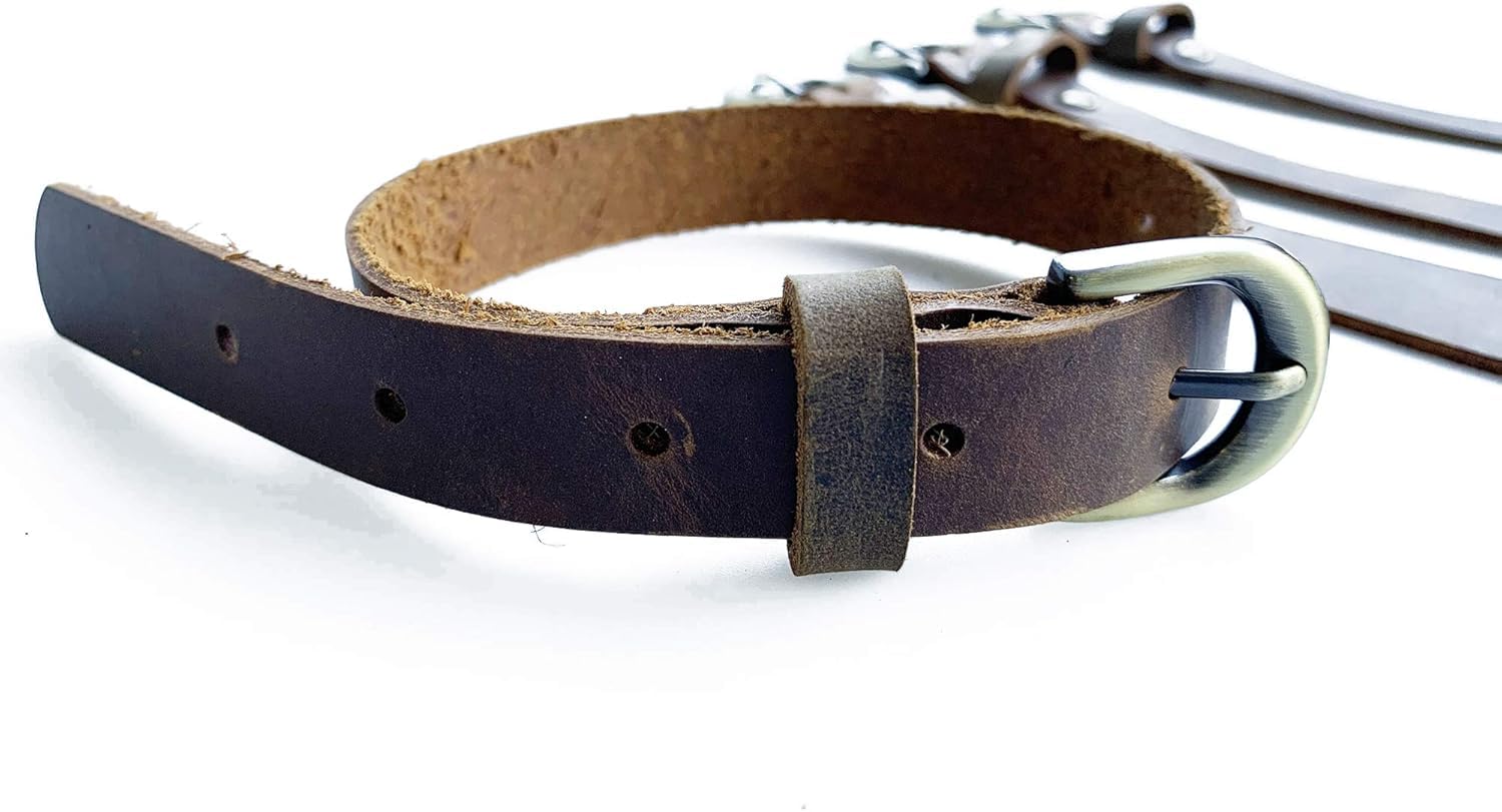 Lot de 4 sangles en cuir véritable - Sangles RCA en cuir - Sangles d'étrivières - Qualité polyvalente - Crochet et nœud - Serre-câbles inférieurs avec boucle en métal - Longueur réglable