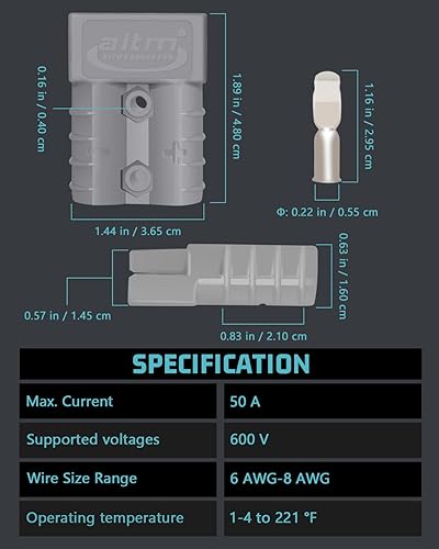 Miniatura 3 de Dent-de-lion Conector de batería de 600 V 50 A 50 Amp Conector de enchufe de conexión rápida para coche, furgoneta, motocicleta, 10 unidades