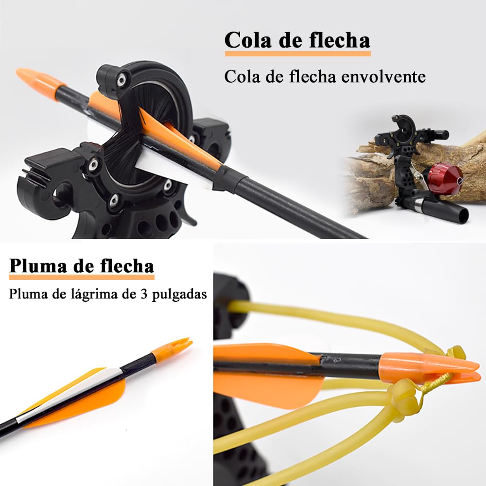 Herramienta para Disparar Peces al Aire Libre con 3 Gomas Elásticas para Accesorios de Tirachinas, se Puede Utilizar con Flechas y Carretes de Pesca