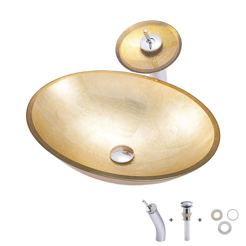 Robinet ovale en verre trempé pour salle de bain à flux cascade fluide