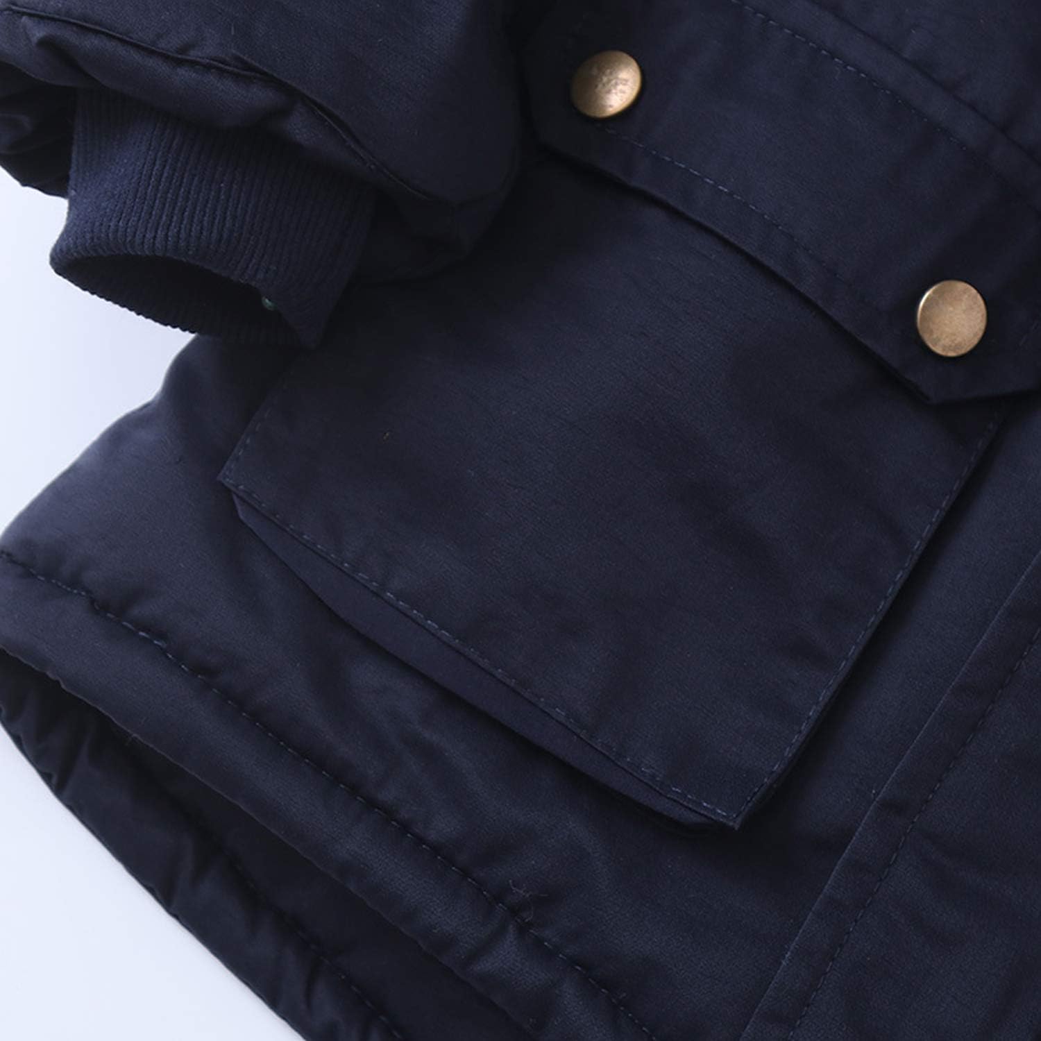 Evelin LEE Kids Boys Faux Fur Collar Hooded Zip Up Jacket Fleece Lined Winter Warm Outerwear Coat Navy Blue