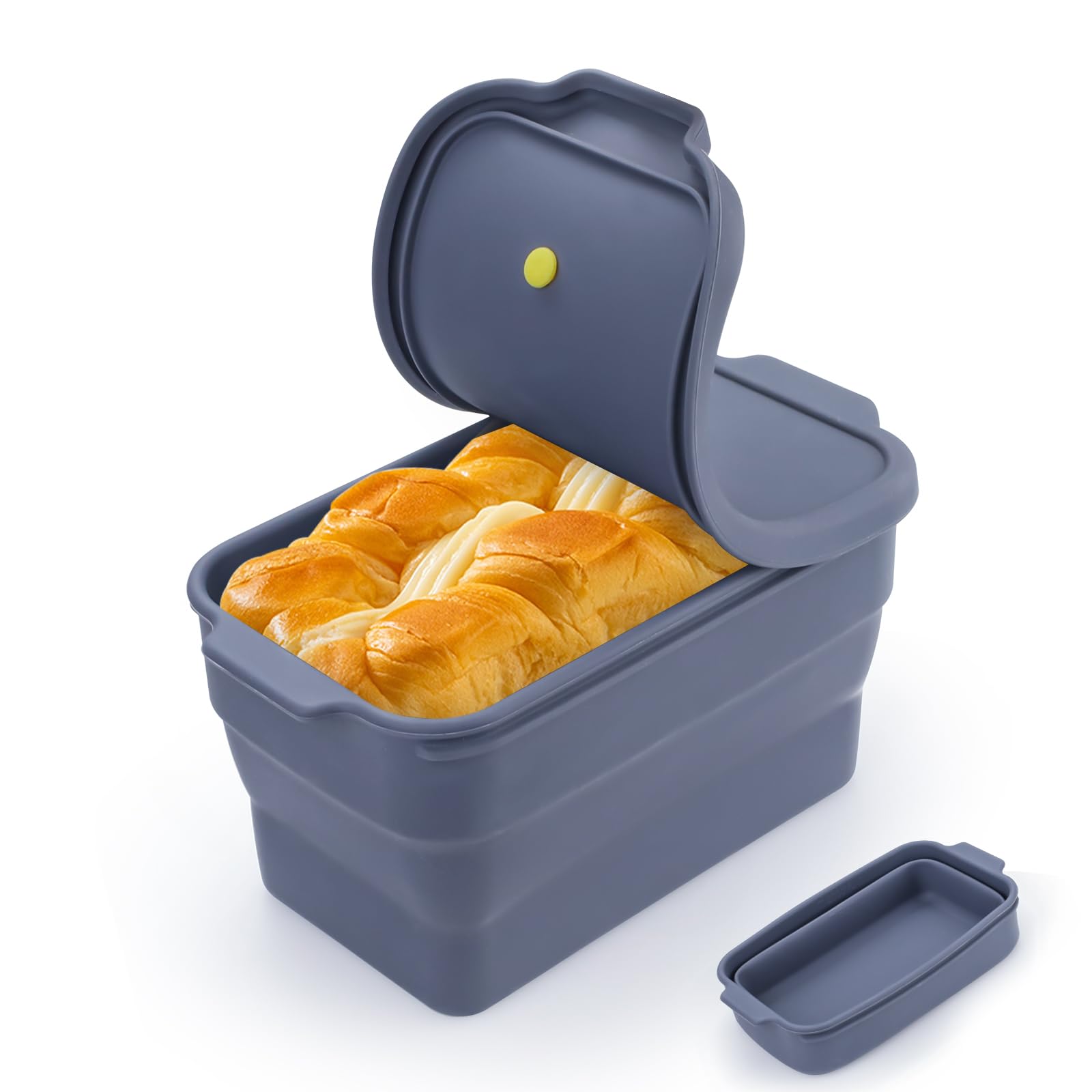 Realand Collapsible Silicone Bread Loaf Pan with Lid, Nonstick Baking Mold for Oven, Homemade Bread, Meatloaf, Easy Release, 2000ml