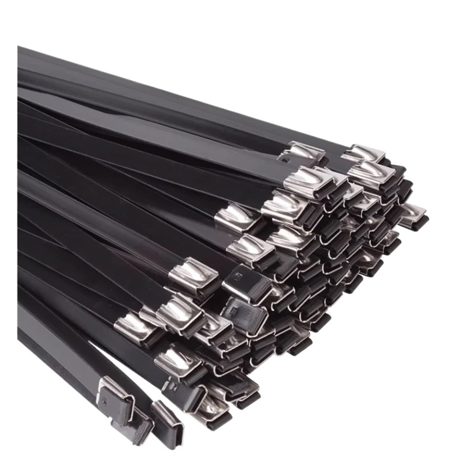 Fascette per Cavi 10-100 Pezzi in Acciaio Inox Nero Fascette for Cavi rivestite in plastica Fascette for Cavi in ​​Metallo con Cerniera di Scarico Multifunzionale da 8 mm(50PCS,8x300mm)