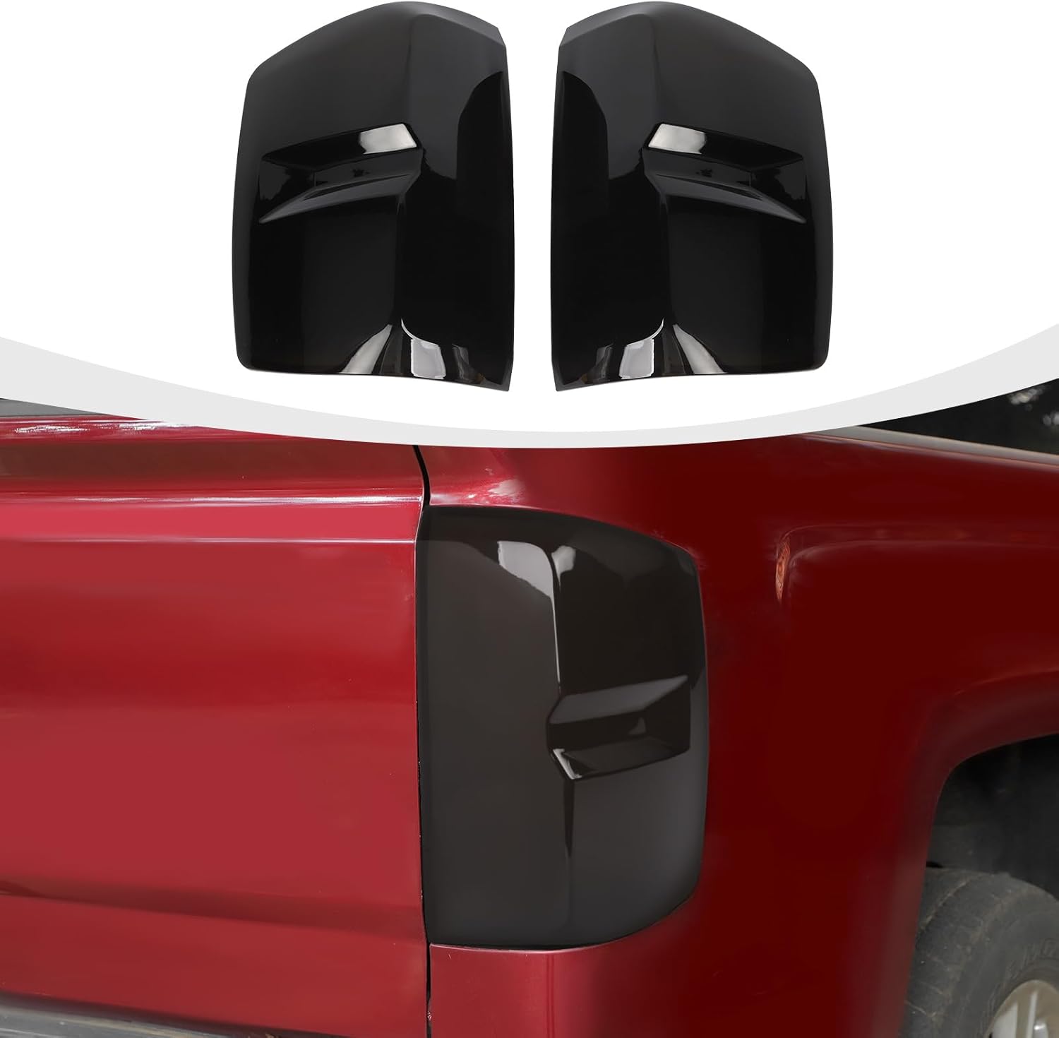 Smoked Tail Light Cover Rear Light Lamp Trim Guards Compatible with Chevy Silverado & GMC-Sierra 2007-2013, Smoke Black