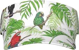 XIXIAN Parrot Birds and Tropical Tree Printed Adult Sunscreen Visor Cap Lightweight and Breathable Adult Sun Visor Empty top hat Versatile Outdoor hat Black