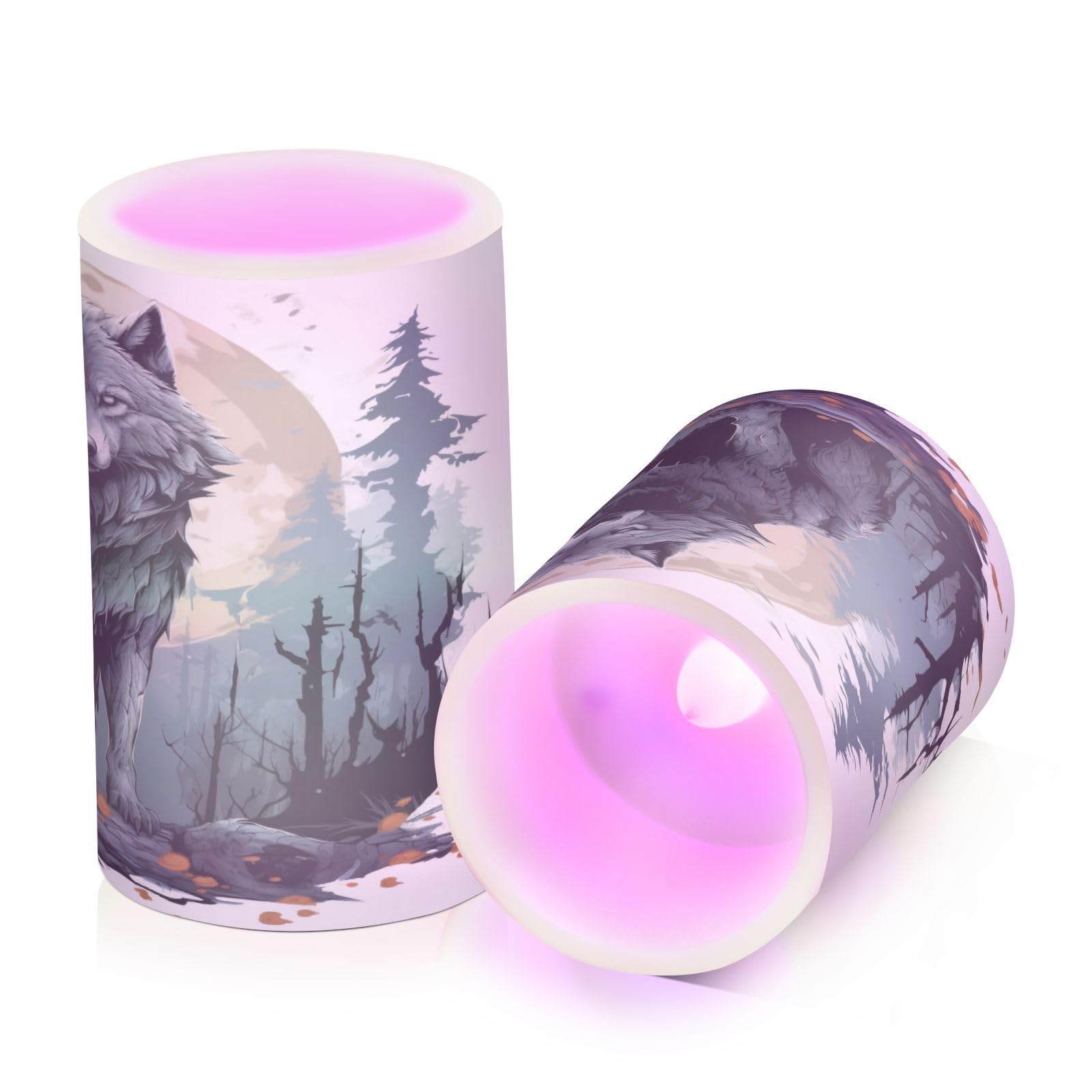 ALAZA Wolf (72) Flickering Flameless Candles Battery Operated with Remote Timer,Tea Light Candles LED Pillar Votive Candles Set of 2 for Outdoor Indoor Decorations