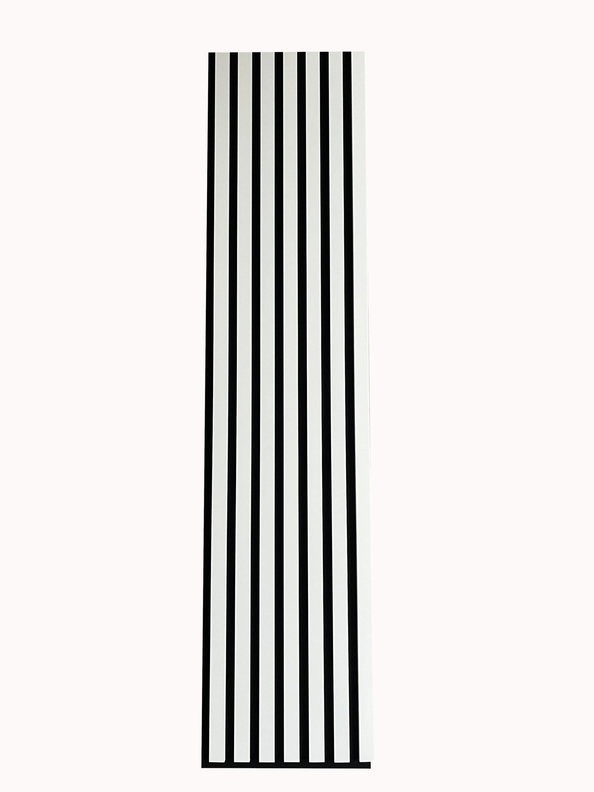 Pannello Acustico Legno Set di 4 pezzi 30x132 cm Bianco Semilucido con Lamelle Moderne su Feltro per Rivestimento Parete Effetto Legno