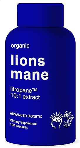 Suplemento orgánico de melena de leones 120 cápsulas. Suplemento de hongos nootrópicos para el sistema inmunológico de apoyo cerebral. Extracto 10X