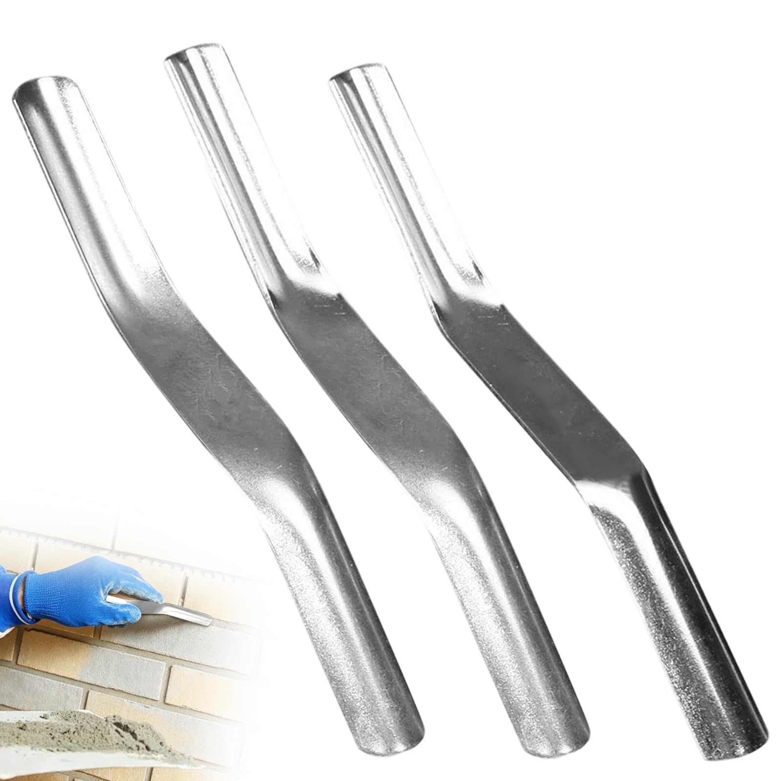 3 PCS Double Ended Brick Jointer, Stainless Steel Pointing Trowel
