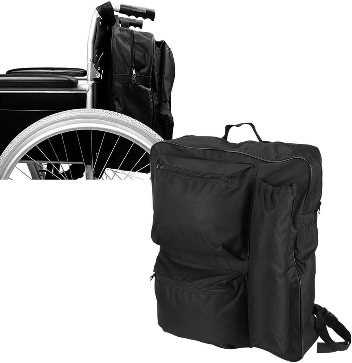 Zaino portaoggetti Universale per Sedia a rotelle, Borsa portaoggetti Portatile Resistente all'Acqua per Sedia a rotelle, Borsa portaoggetti per Schienale Sedia a rotelle