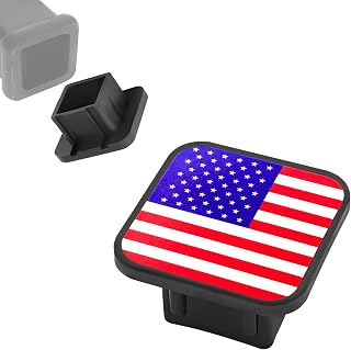 Trailer Hitch Cover, 2 Inch Dustproof Tow Receiver Covers Tube Hitch Plugs, Universal Tube Plug Insert for Most Vehicles 2" Hitches Receivers, Exterior Car Accessories (Flag)